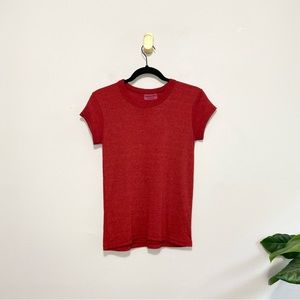 Michael Stars Red Metallic Crewneck Short Sleeve Tee Shirt